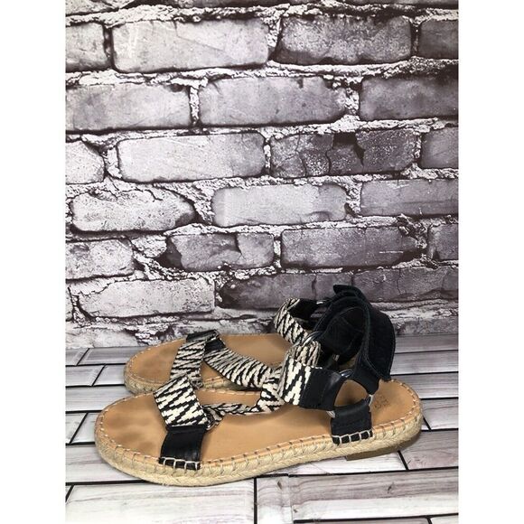 Frye & Co Kole White Black Asymmetrical Espadrilles Sandals Women Sz 8.5M US/39 - Picture 13 of 16